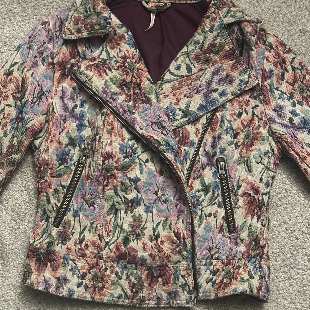 Floral Tapestry Moto Jacket - Women